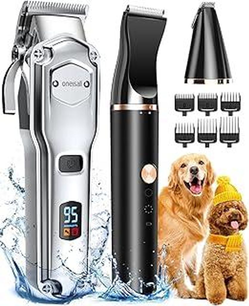 oneisall 3 in 1 Hundeschermaschine dickes/dichtes Fell, Profi Hochleistungs-Hundehaarschneidemaschine Set, Leise Schermaschine für kleine und gro...