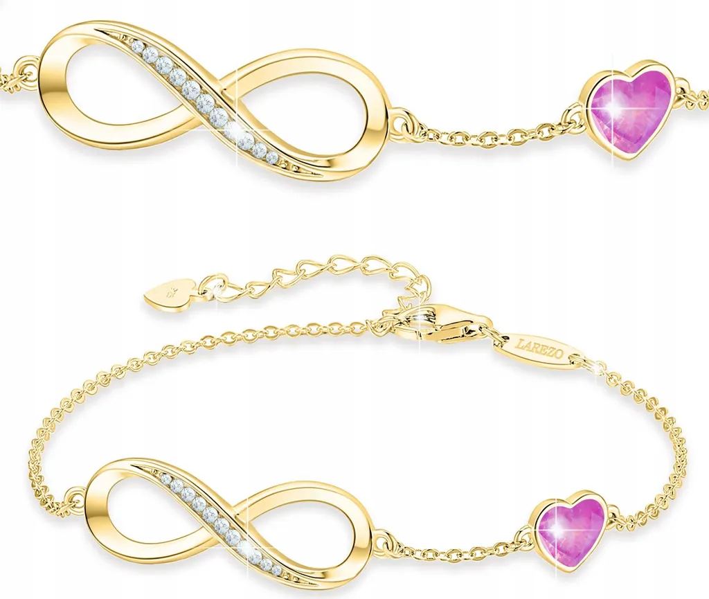 MicLee Bracciale oro rosa di simbolo dell'infinito con zirconi da