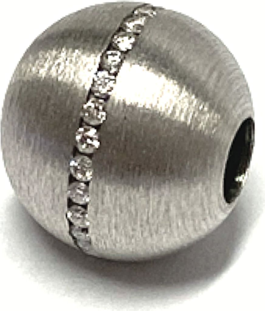 Kettengleiter Kugelanhänger 750/- Weißgold matt Brillanten 0,210ct 11,5mm einfarbig Klassiker Anhänger