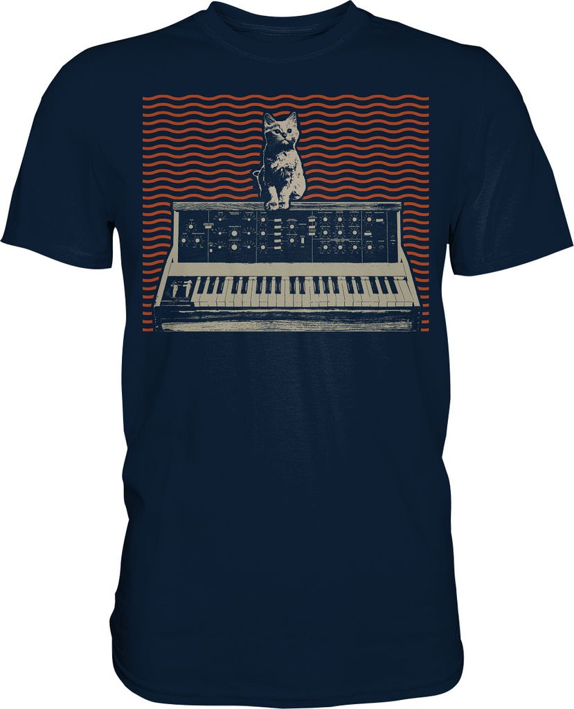 Analog Modular Synthesizer Katze Musikproduzent T-Shirt – Produktbild 