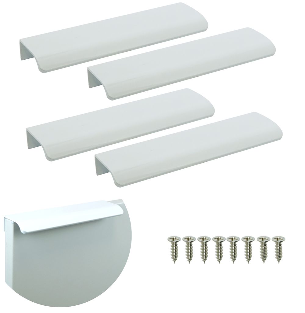 4x Kantenprofil-Möbelgriff Lyon, Weiß, 128 mm, inkl. Schrauben