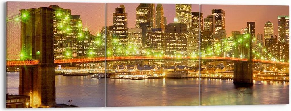 Bild auf Leinwand - Leinwandbild - New York Brücke - 150x50cm - Wand Bild - Wanddeko - Wandbilder - Leinwanddruck - Bilder - Kunstdruck - Wanddeko...