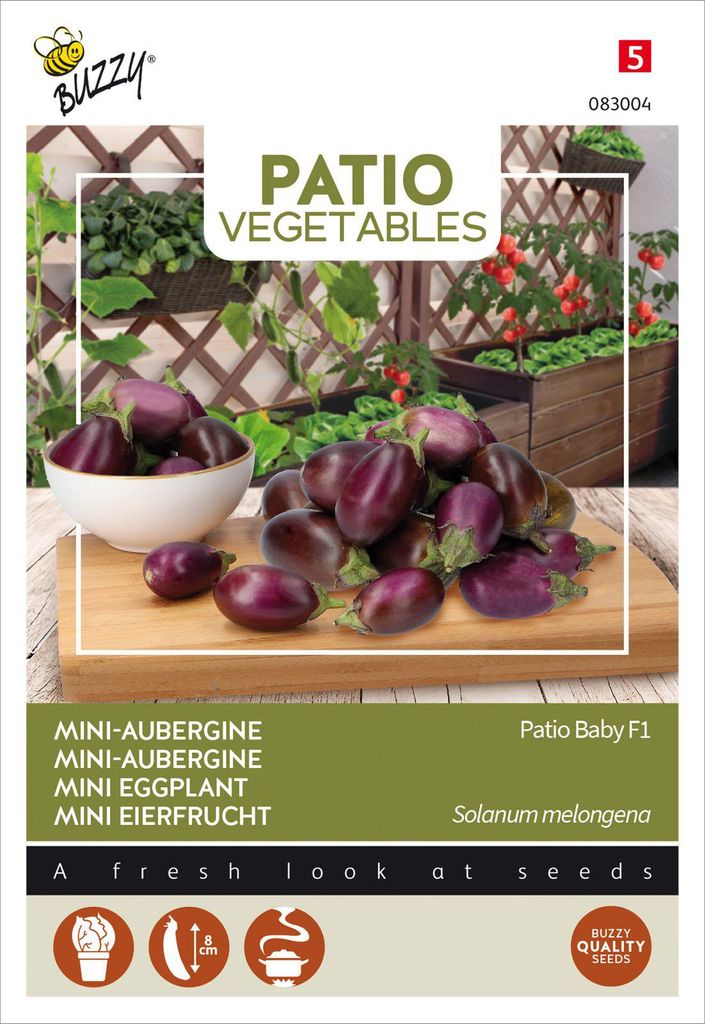 Buzzy Patio Veggies Mini-Eierfrucht Patio Baby F1 Samen - Ca. 6 Samen | Buzzy_083004