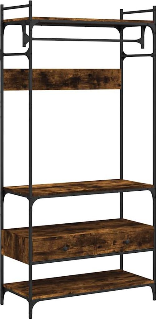 vidaXL Kledingrek met lades, gerookt eikenhout, 89x39x184,5 Productafbeelding 