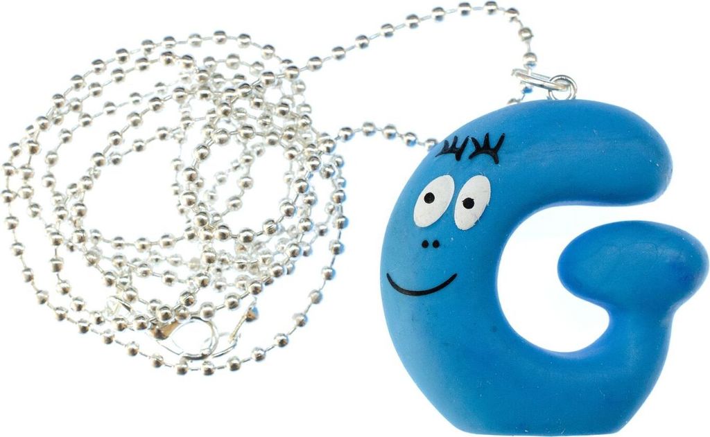 G Barbapapa Kette 80cm Miniblings Anhänger Buchstabe Initiale ABC Barbamama Blau