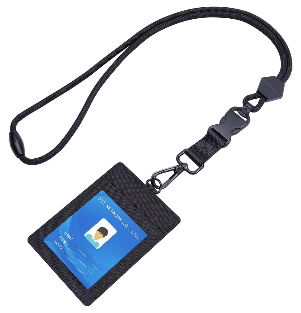 Porte-badge en PVC transparent avec cordon de 58cm et boucle détachable