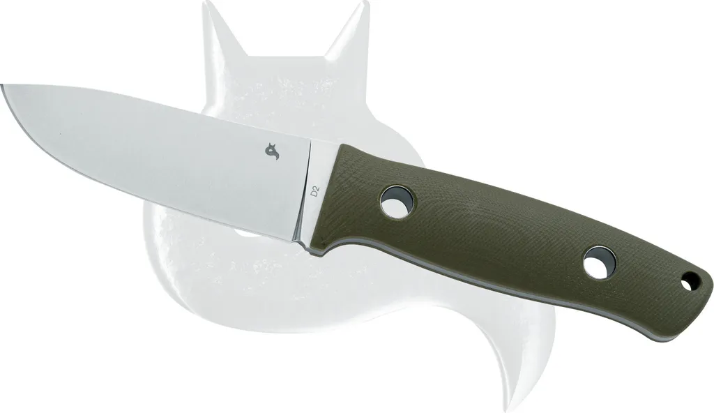 Fox Vesuv Green G10 - Couteau EDC compact, Lame D2 noire lavée en pierre