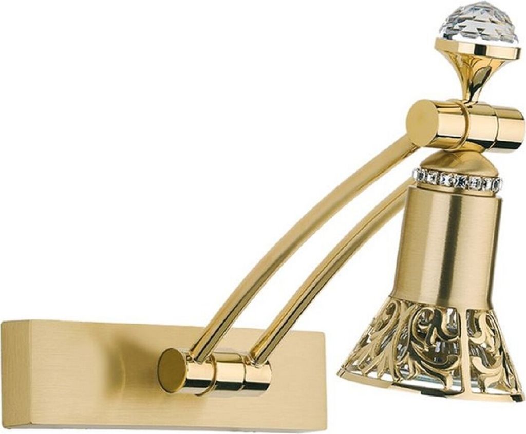 Casa Padrino Luxus Barock Kristall LED Wandleuchte / Leseleuchte Gold H. 20 cm