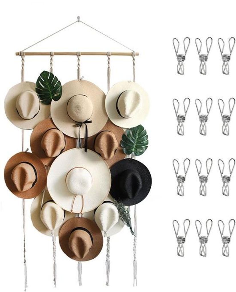 Unyqoos Stylish Wandorganizer für Hüte mit Clips im Bohemien-Stil
