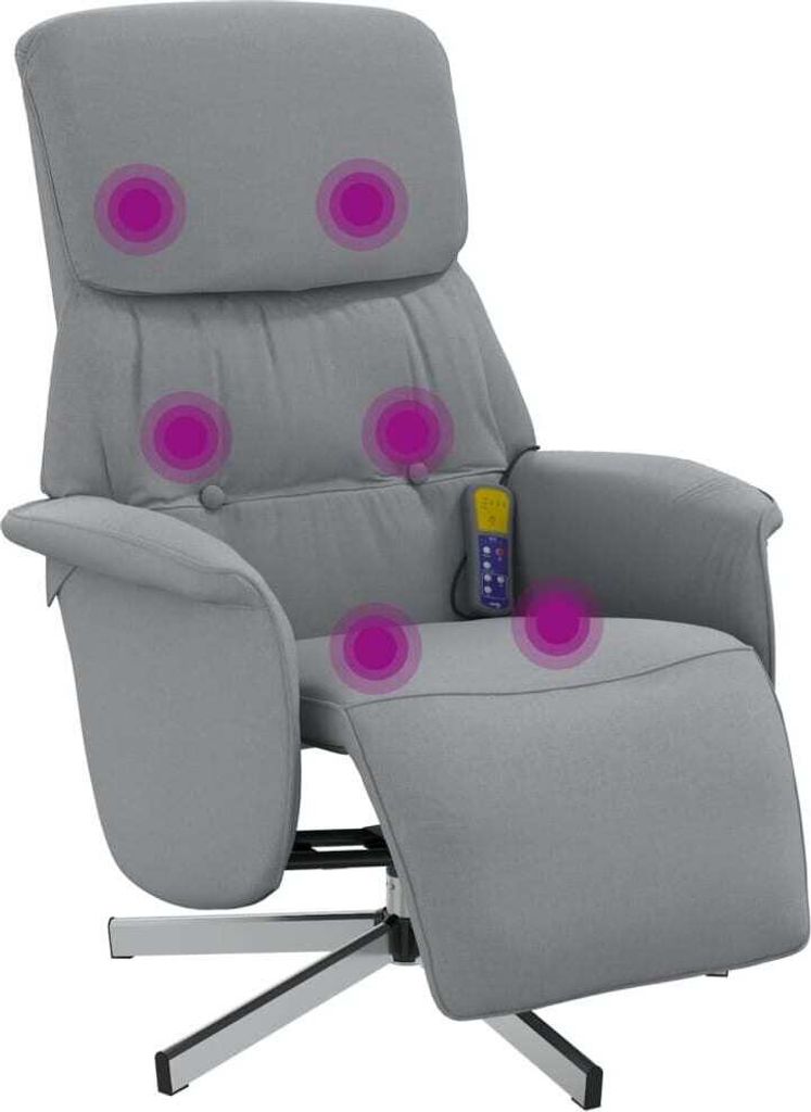 Massagesessel mit Fußteil Hellgrau Stoff