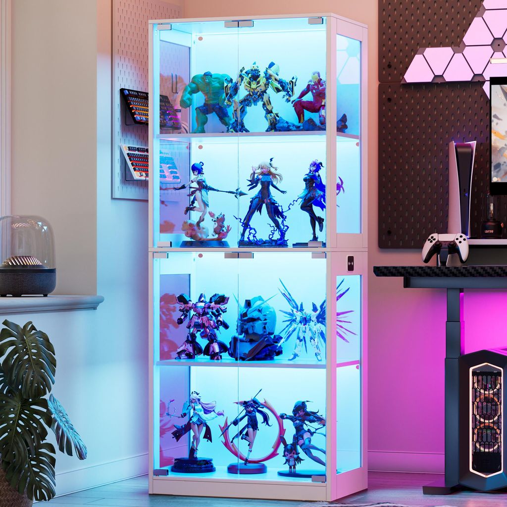 Moderne Glasvitrine, 4-stufig mit LED & Intelligente Produktbild 