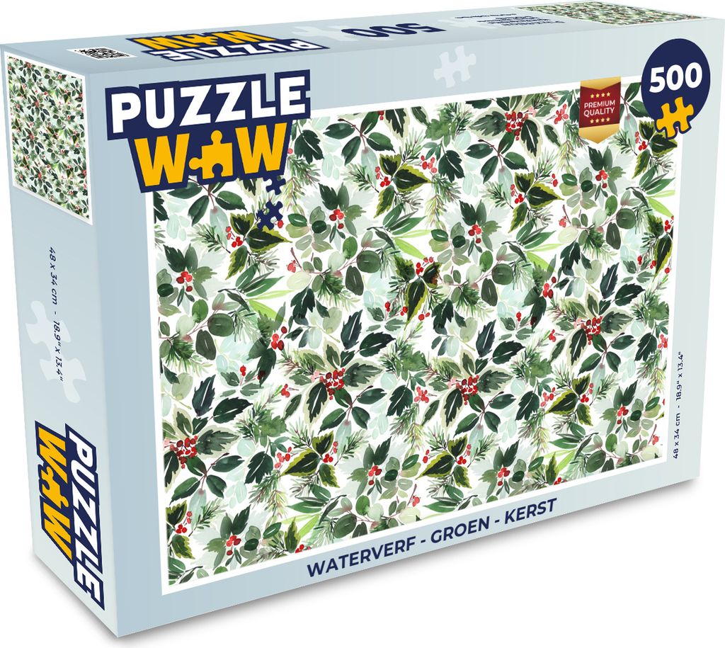 MuchoWow Puzzle 500 Teile Aquarell - Grün - Weihnachten - 500 Teile - Kinder - Selberbauen - Puzzlespiele