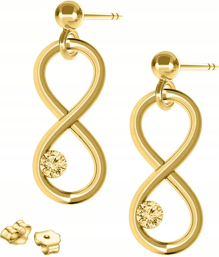 Orecchini Infinito Argento 925 Dorato Zirconi - Idea Regalo Top
