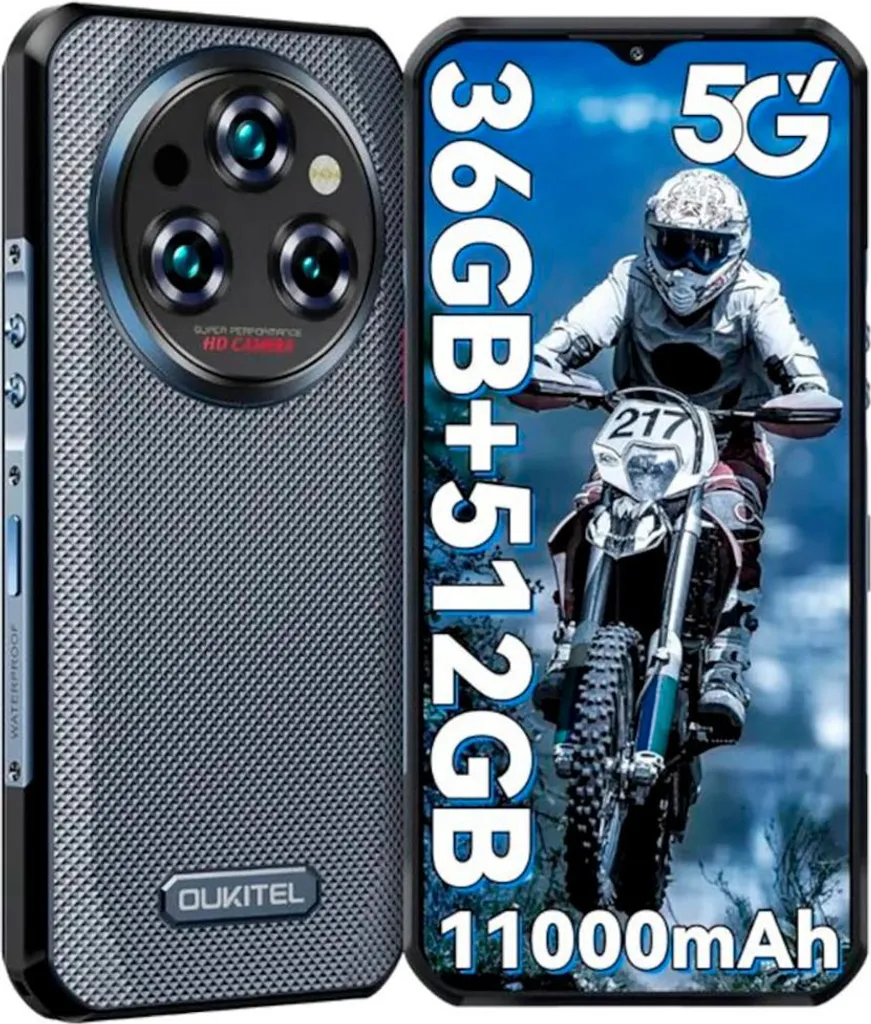 Oukitel WP35 Pro Smartphone Robuste 5G 512Go Écran 6,6 Pouces Gris