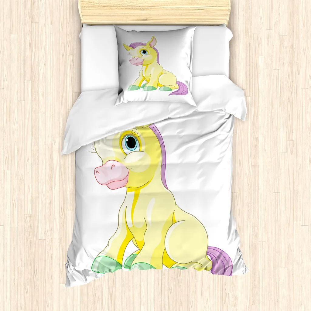 Duvet Cover Set ABAKUHAUS Cavallo Cartoon 135x200 per Bambini