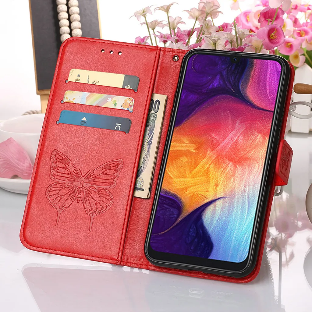 Samsung Galaxy A50 cover portafoglio in pelle con pellicola protettiva