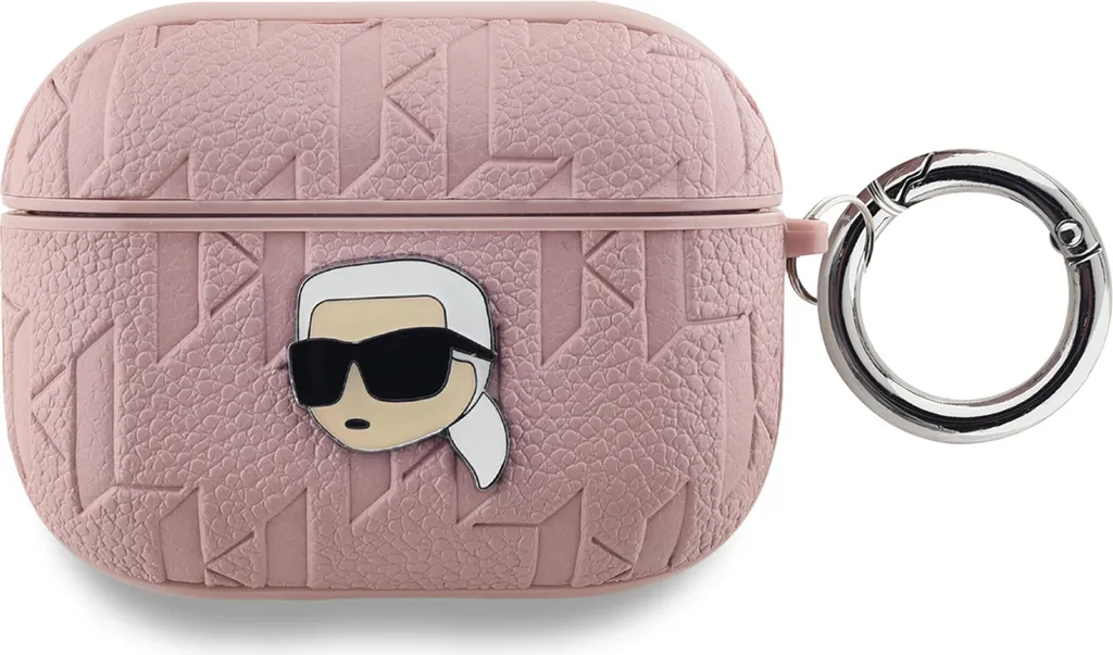 Custodia AirPods Pro Karl Lagerfeld Rosa Monogram Karl Head in Rilievo
