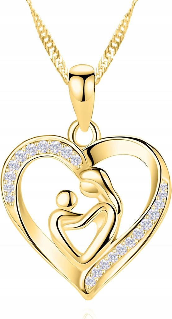 Gold Herz Halskette Mutter und Kind Tochter Mama Kind Produktbild 
