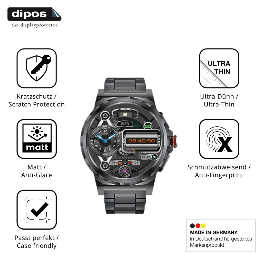 6x Schutzfolie für CHOOSETIME SML6 matt Displayschutzfolie Folie Display Schutz dipos