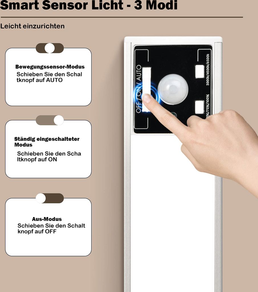 40cm LED Unterbauleuchte 3 Lichtfarbe Aufladbar Lichtleiste Produktbild 5