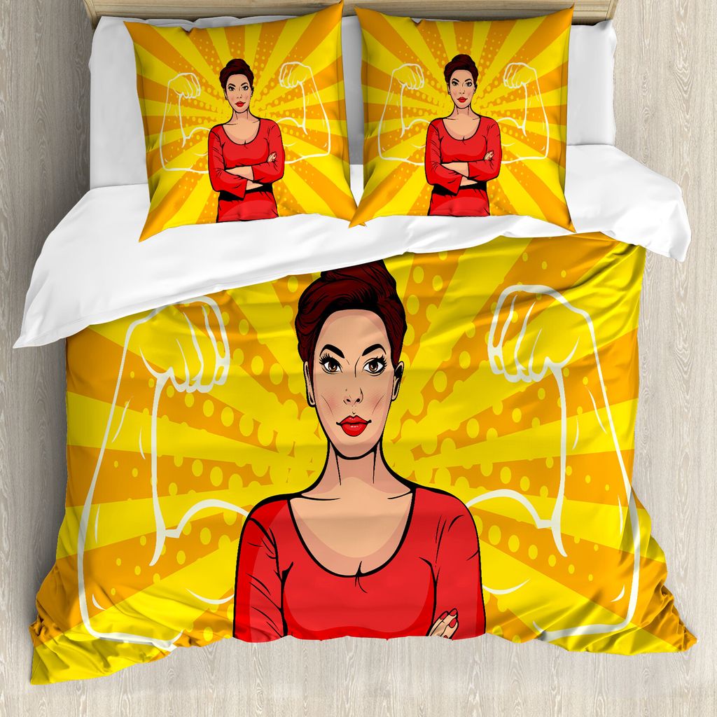 ABAKUHAUS Mädchen Boss Bettbezug Set für Einzelbetten, Starke Frau und Arme, Milbensicher Allergiker geeignet mit Kissenbezug, 200 cm x 200 cm - ...