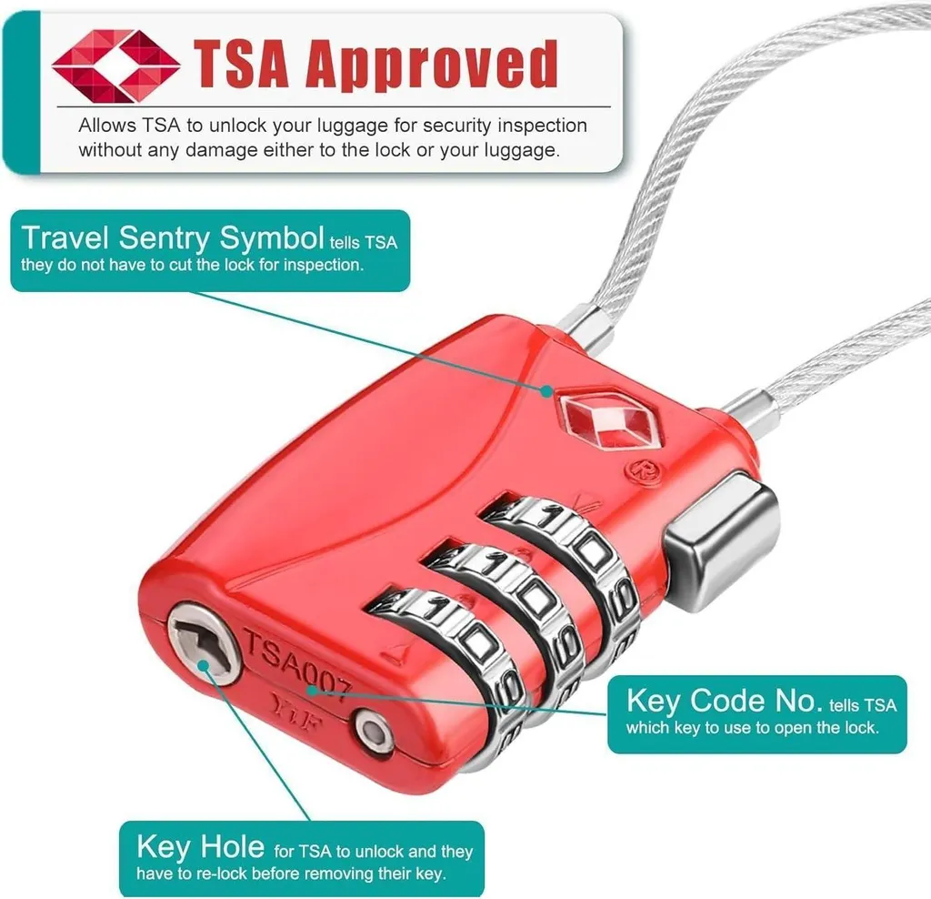Évitez les valises forcées avec ce cadenas TSA rouge à code - Lot de 2 - 2