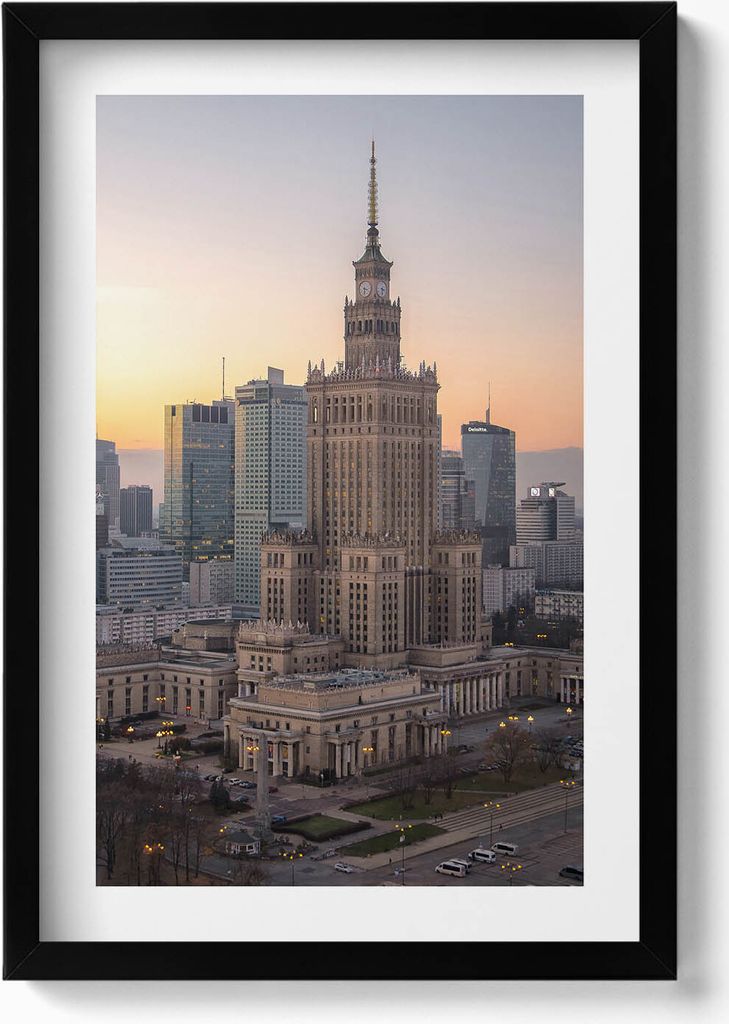 Palast der Kultur und Wissenschaft Warschau– Wandbild mit Rahmen – Gerahmtes Bild – Wanddekoration – 40x60 cm – Schwarz