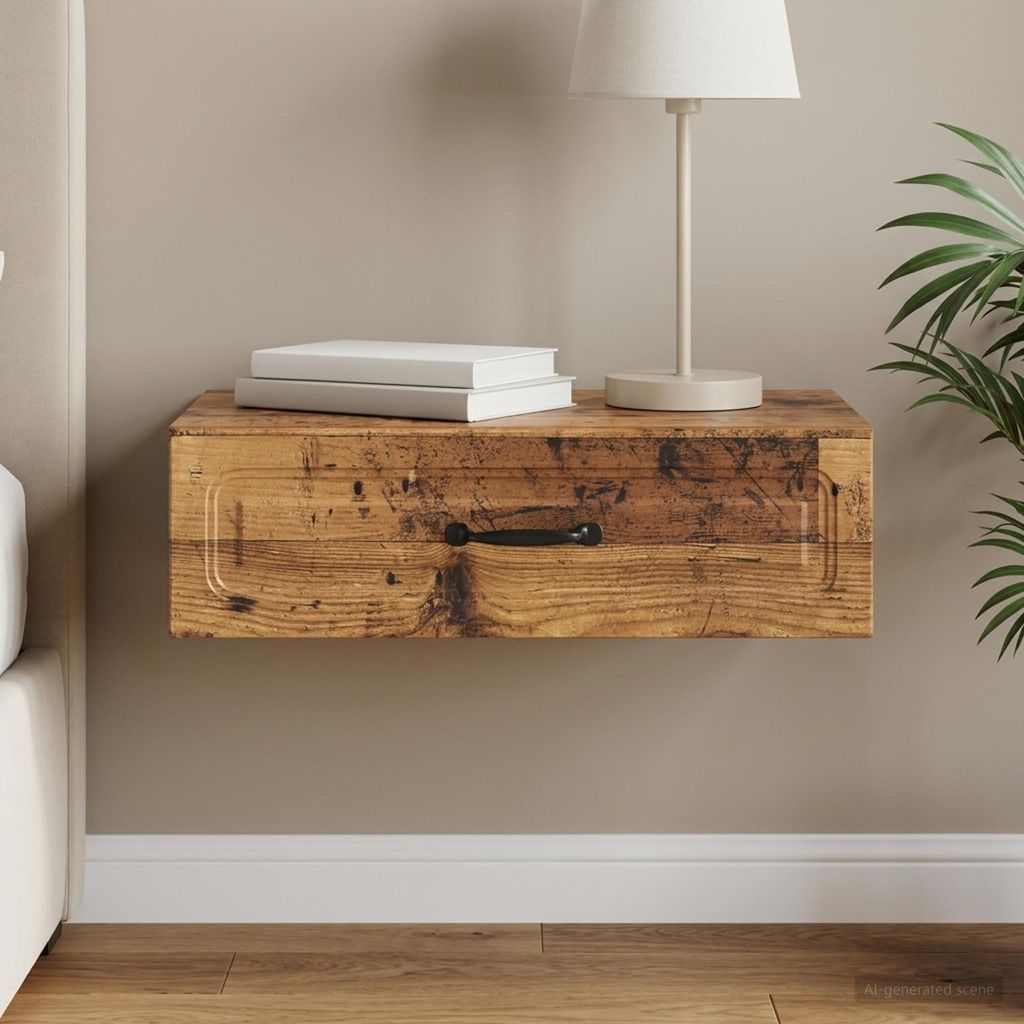 vidaXL Table d'appoint murale en bois ancien 59 x 34,5 x 17 Image du produit 