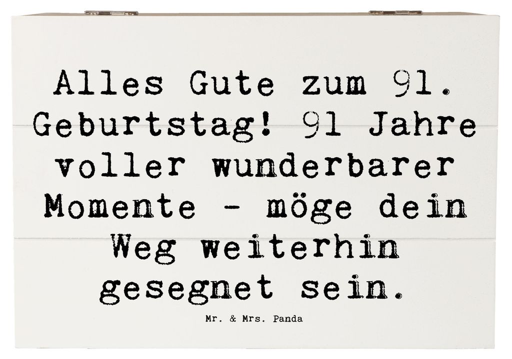 Mr. & Mrs. Panda Box Spruch 91. Geburtstag Segen 22 x 15 cm - Weiß - Geschenk, fotobox, Glückwunsch, wunderbare Momente, 91 Jahre, Happy Birthday...
