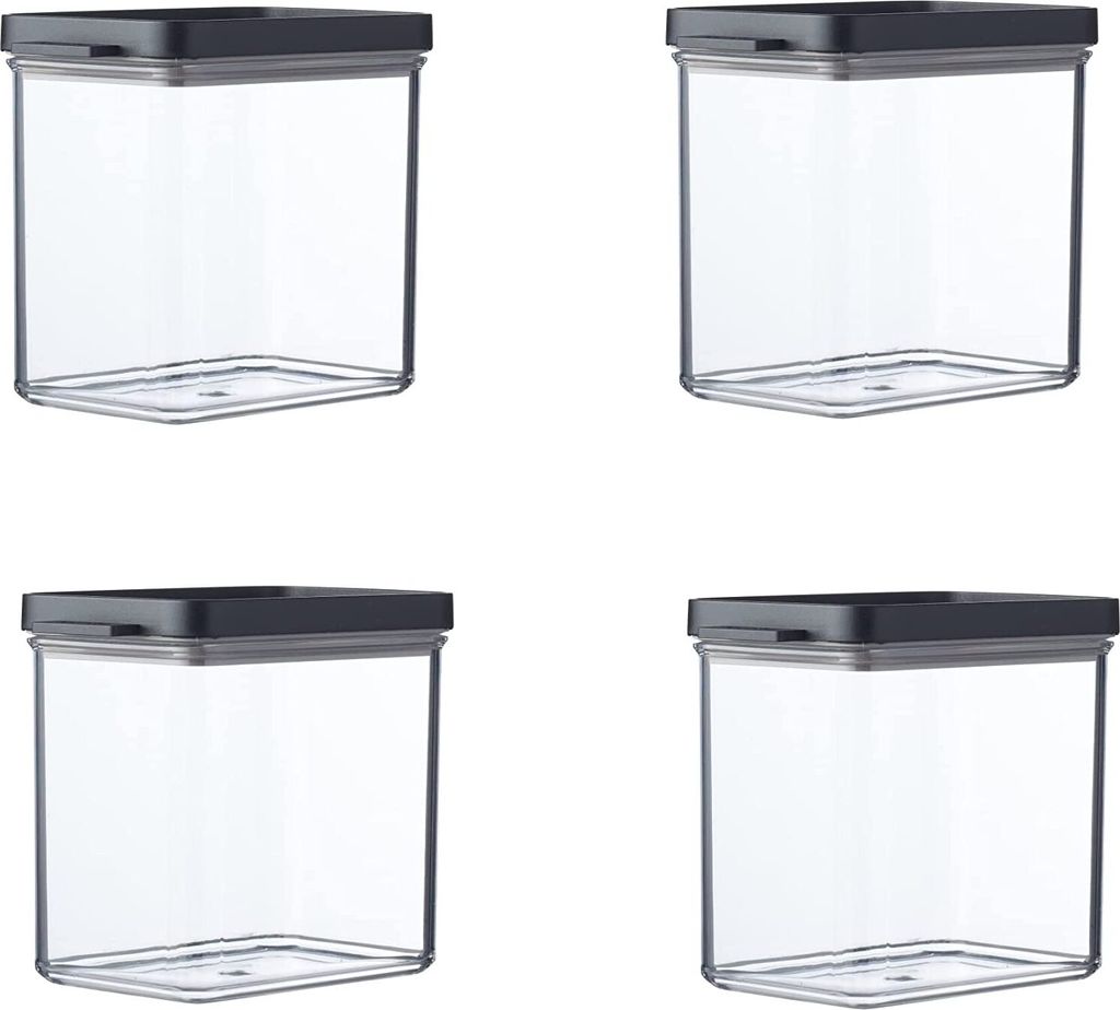 Mepal | Omnia Vorratsdosen-Set | rechteckig 1100 ml | Nordic Black | stapelbar & platzsparend | für frische Lebensmittel