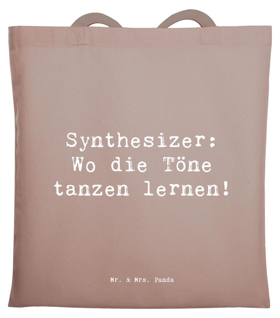 Mr. & Mrs. Panda Alltagstasche Spruch Synthesizer Tanz - Braun Pastell - Geschenk, Lernen, Instrument, Klänge, Einkaufstasche, Jutebeutel, Musik, ...