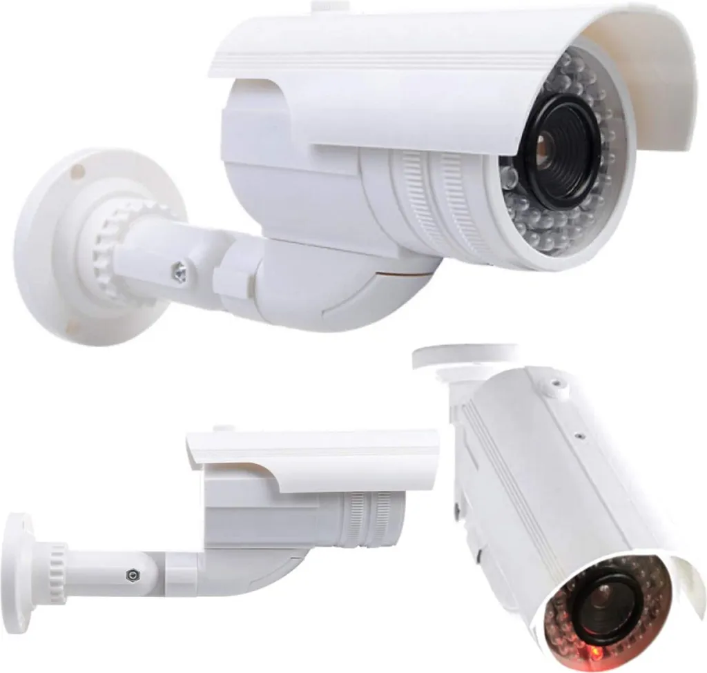 Caméra Factice Orientable Boîtier Étanche, LED Rouge, Fixation Murale
