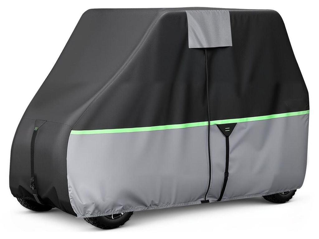 Golf Cart Cover, Full Coverage 2+2/4 Passenger Golf Cart, 600D Waterproof Oxford Fabric Club Car Cover Fits Most Carts Club Car, Yamaha, EZGO, Hond...