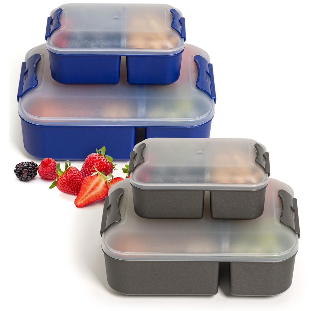 Brotdose 4er Set, 2x groß, 2 x klein, Anthrazit/Marineblau
