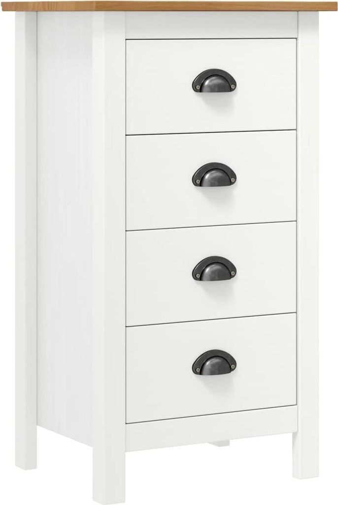 The Living Store Sideboard Hill Weiß 46x35x80 cm Massivholz Kiefer