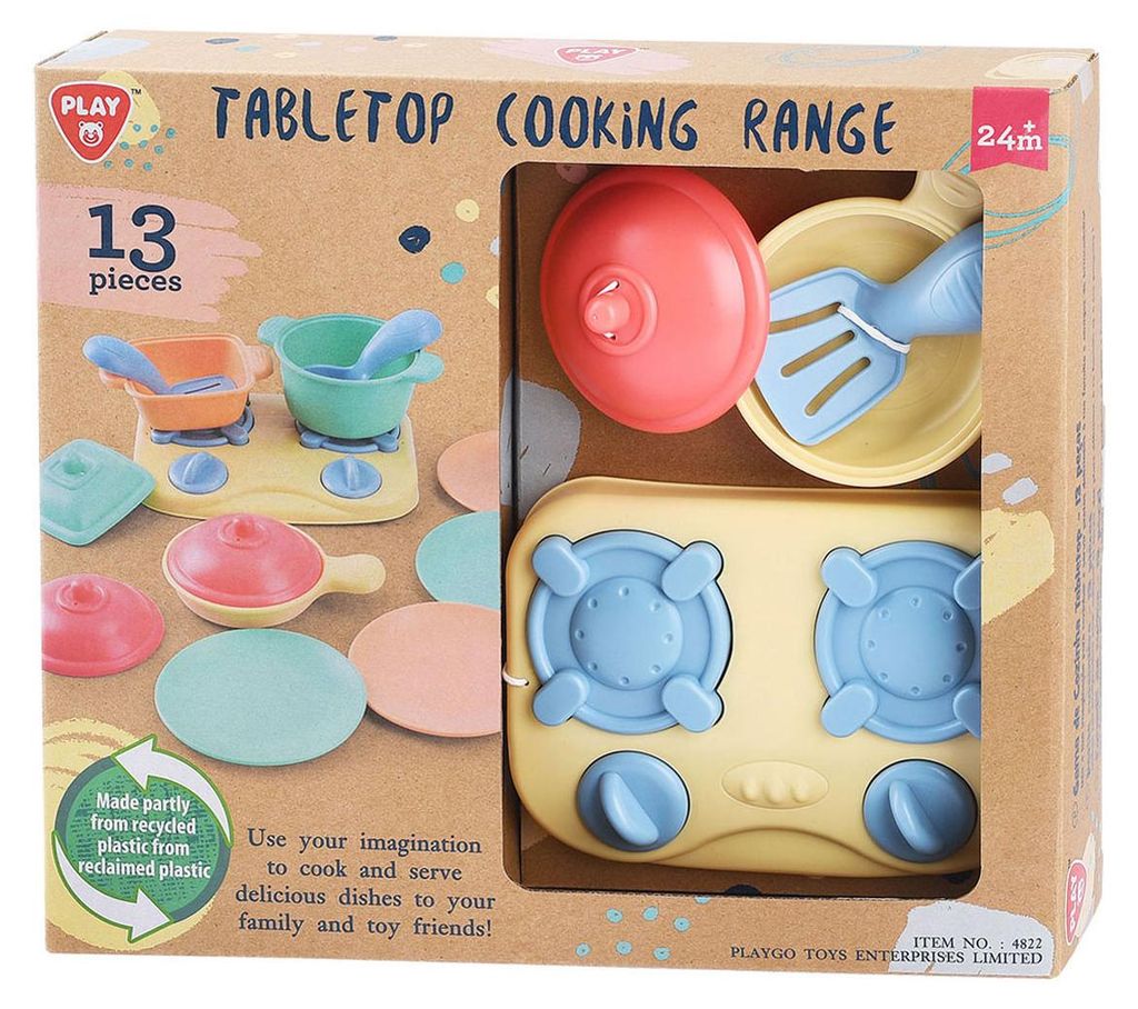 Playgo Tischkochherd mit Zubehr, Spielset 13-teilig.