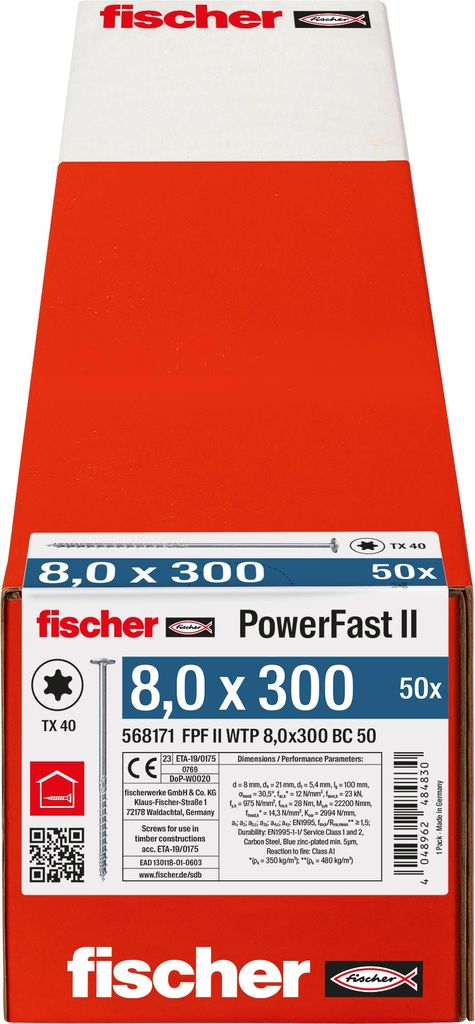 Fischer 568171, Schraube, Verzinkter Stahl, Holz, Zink, Produktbild 