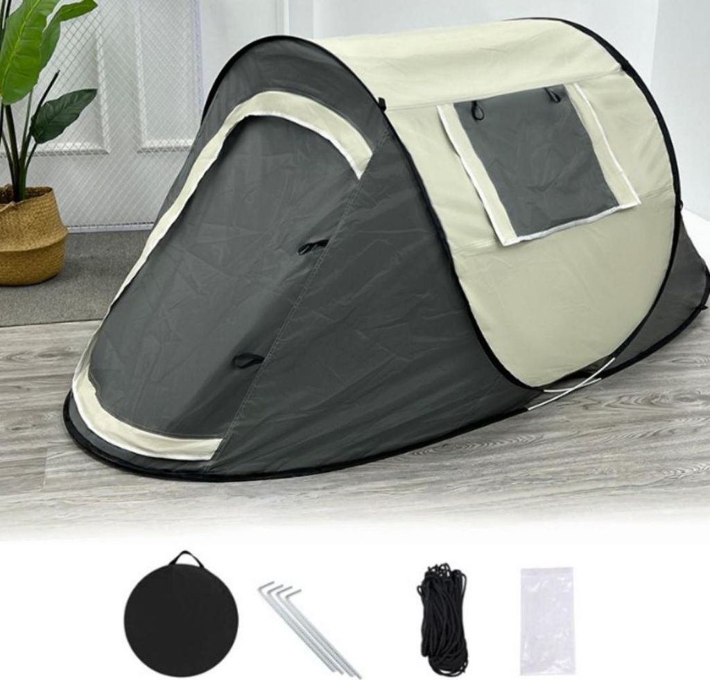 Automatik-Schnellaufbauzelt 190T Silberbeschichtung UV-Schutz wasserdicht 1-2 Personen Campingzelt