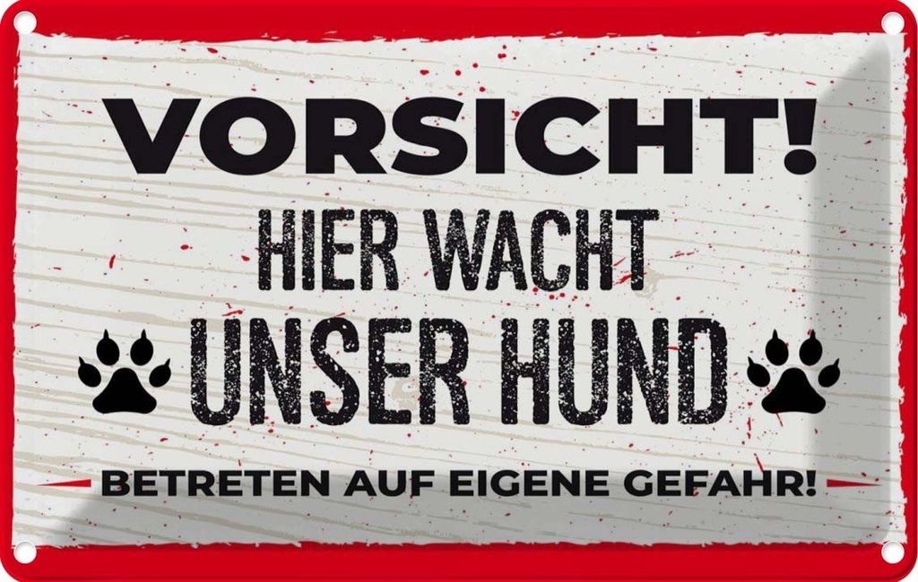 vianmo Blechschild 12x18 cm Vorsicht! Hier wacht uner Hund! Produktbild 