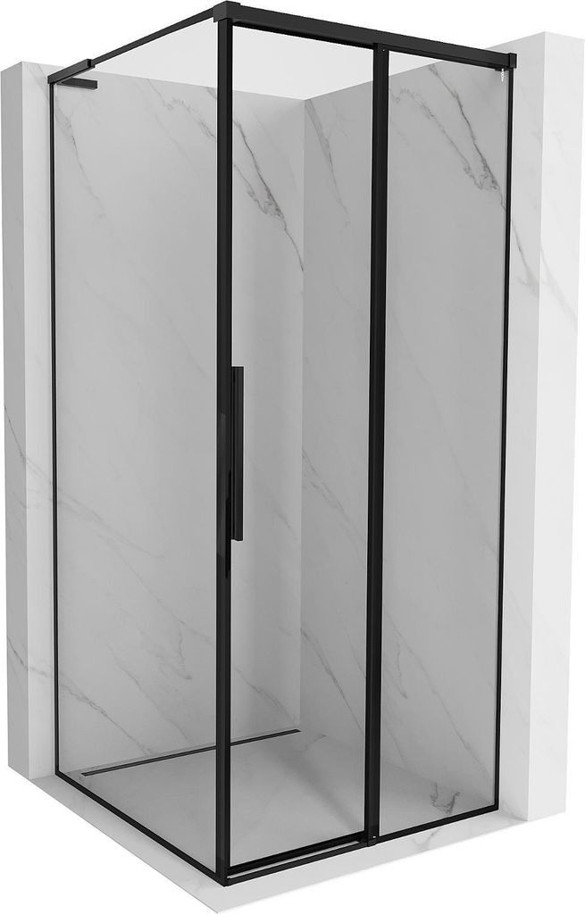 Mexen Rox L Duschkabine Schiebetür rechts 100 x 100 cm, schwarzer Rahmen, schwarz - 8C2L-100-100-70-70-P