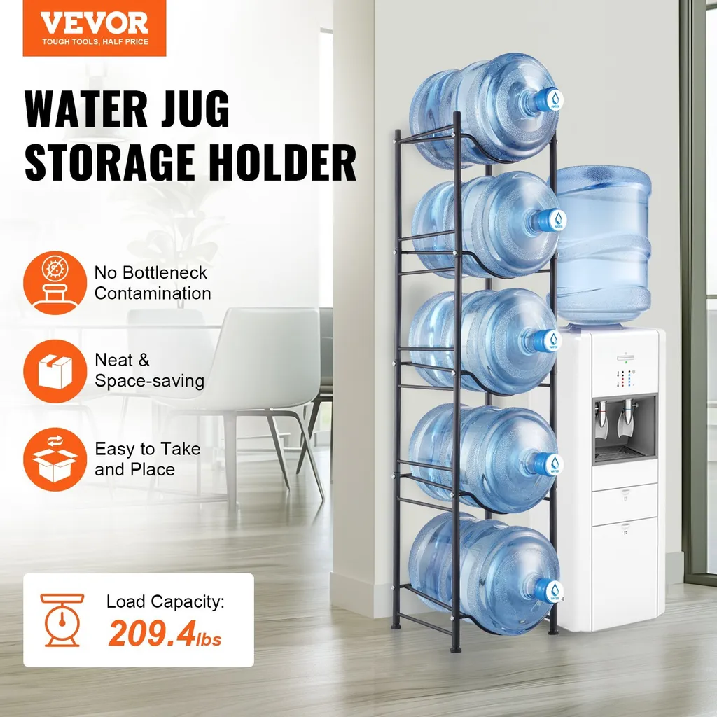 Rangement bouteilles d'eau pour bureau - Rack 5 emplacements noir