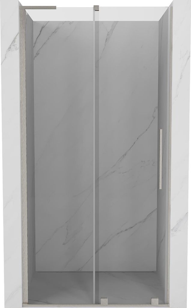 Mexen Velar L Schiebetür Duschwand 100 cm, transparent, gebürstetes Nickel - 871-100-003-01-97
