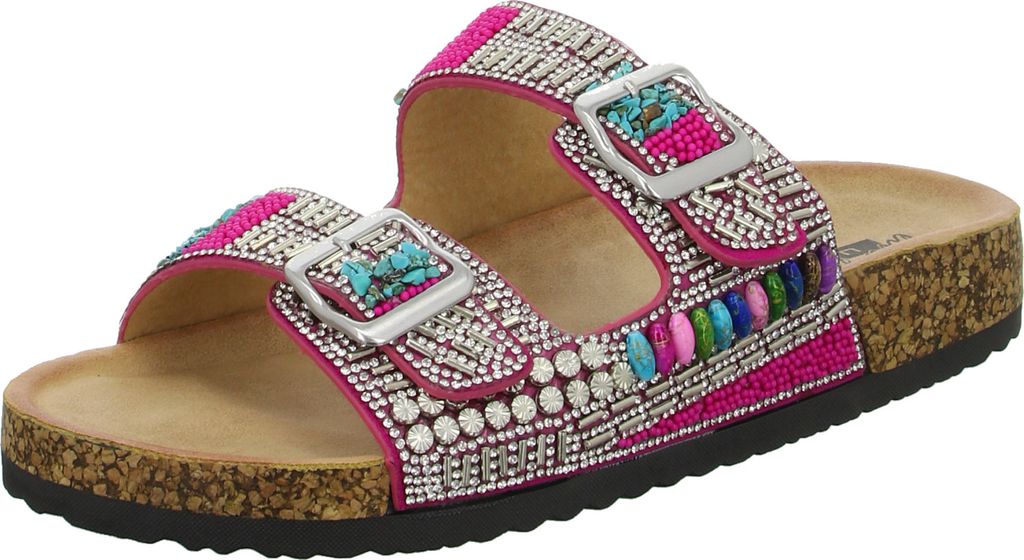 living UPDATED Damen-Pantolette mit Tieffußbett Fuchsia-Mehrfarbig, Farbe:rot, EU Größe:39