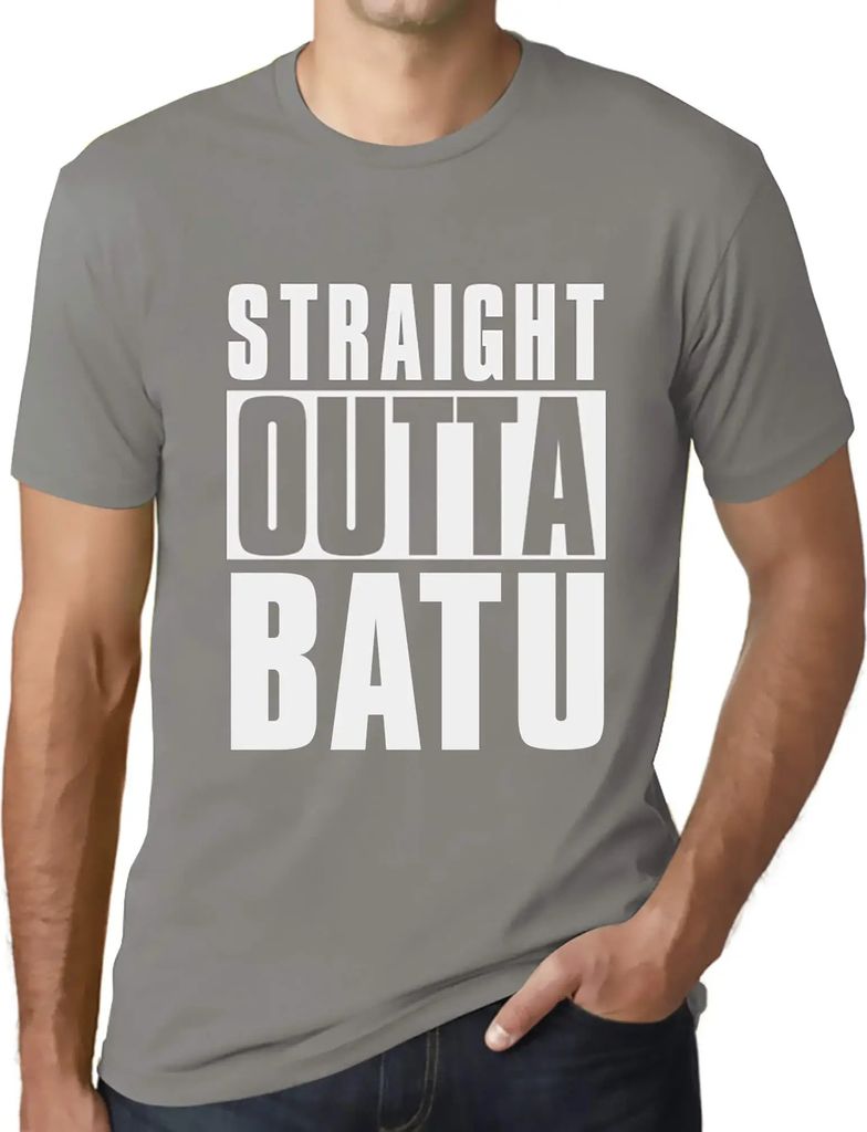 Herren Grafik T-Shirt Straight Outta Batu Öko-Verantwortlich Vintage Jahrgang Kurzarm Lustige Druck Geburtstag Geschenk Mann