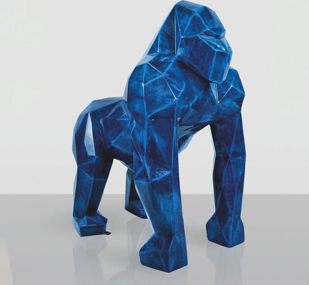 Casa Padrino XXL Deko Skulptur Gorilla Affe Antik Blau H. 128 cm - Deko Figur