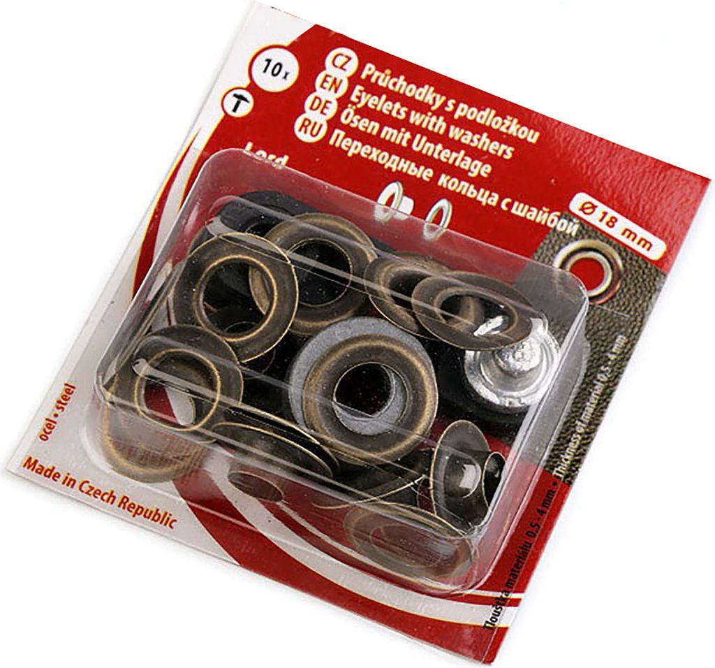 Metallösen m. Ösenwerkzeug verschiedene Größen / Mengen f. Taschen Stoff Leder , Farbe:altmessing, Größe:10St. | Ø8mm | Ø18mm