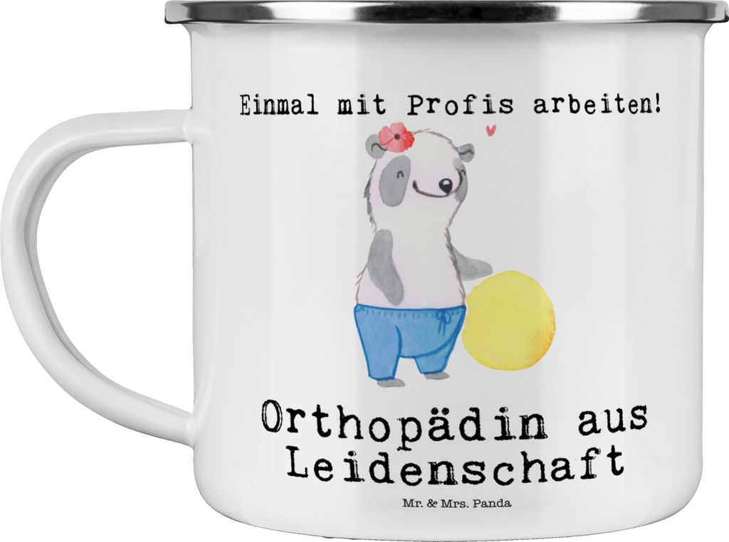 Mr. & Mrs. Panda becher emaille Orthopädin Leidenschaft - Weiß - Geschenk, Witzig, Pott, Tasse, Reisebecher, Orthopädie, Spruch, Teetasse, Praxi...