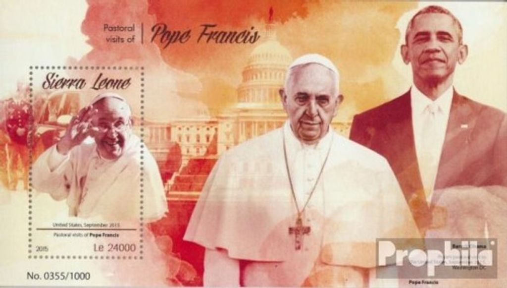Briefmarken Sierra Leone 2015 Mi Block 870 (kompl. Ausg.) postfrisch Papst Franziskus