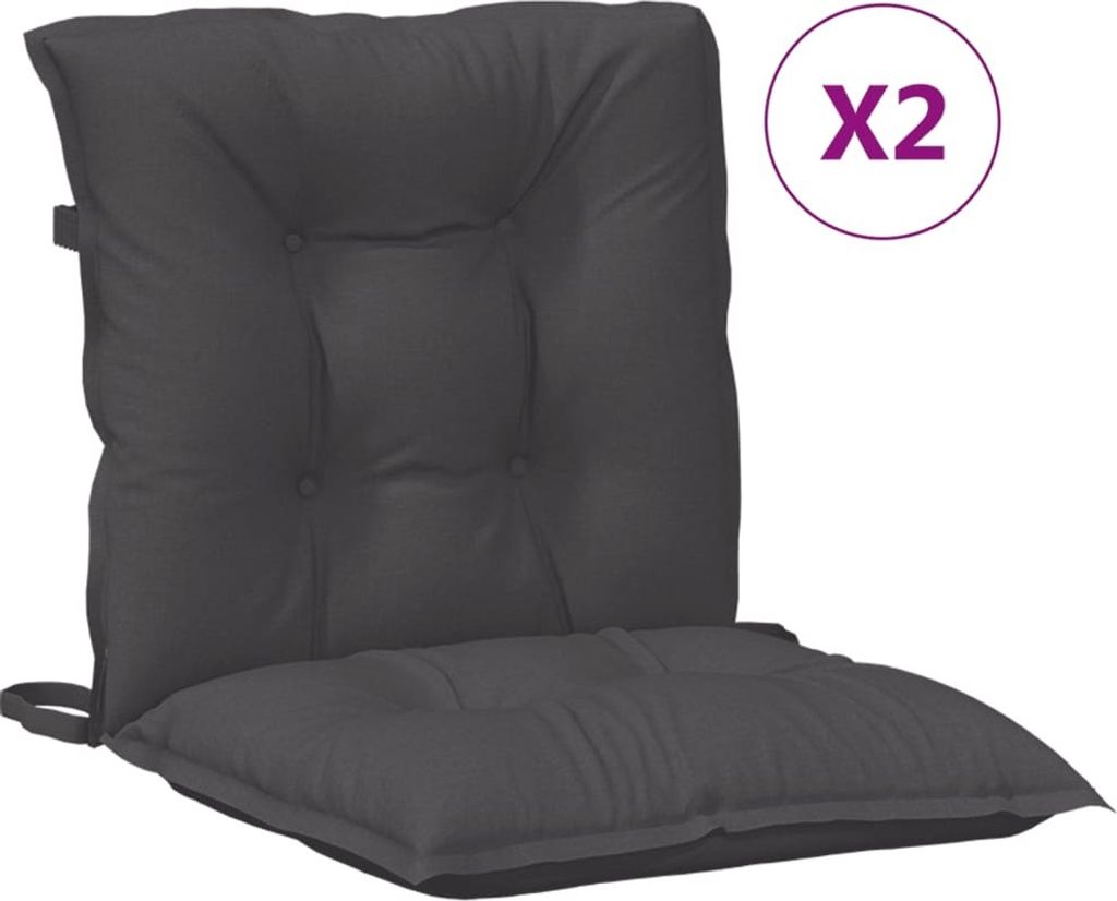 Niedriglehner-Auflagen 2 Stk Melange Anthrazit 100x50x7cm Stoff