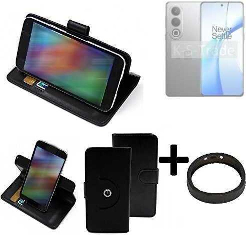 K-S-Trade Case Schutz Hülle kompatibel mit OnePlus Nord CE4 + Bumper Handy Hülle Flipcase Smartphone Cover Handy Schutz Tasche Walletcase schwarz